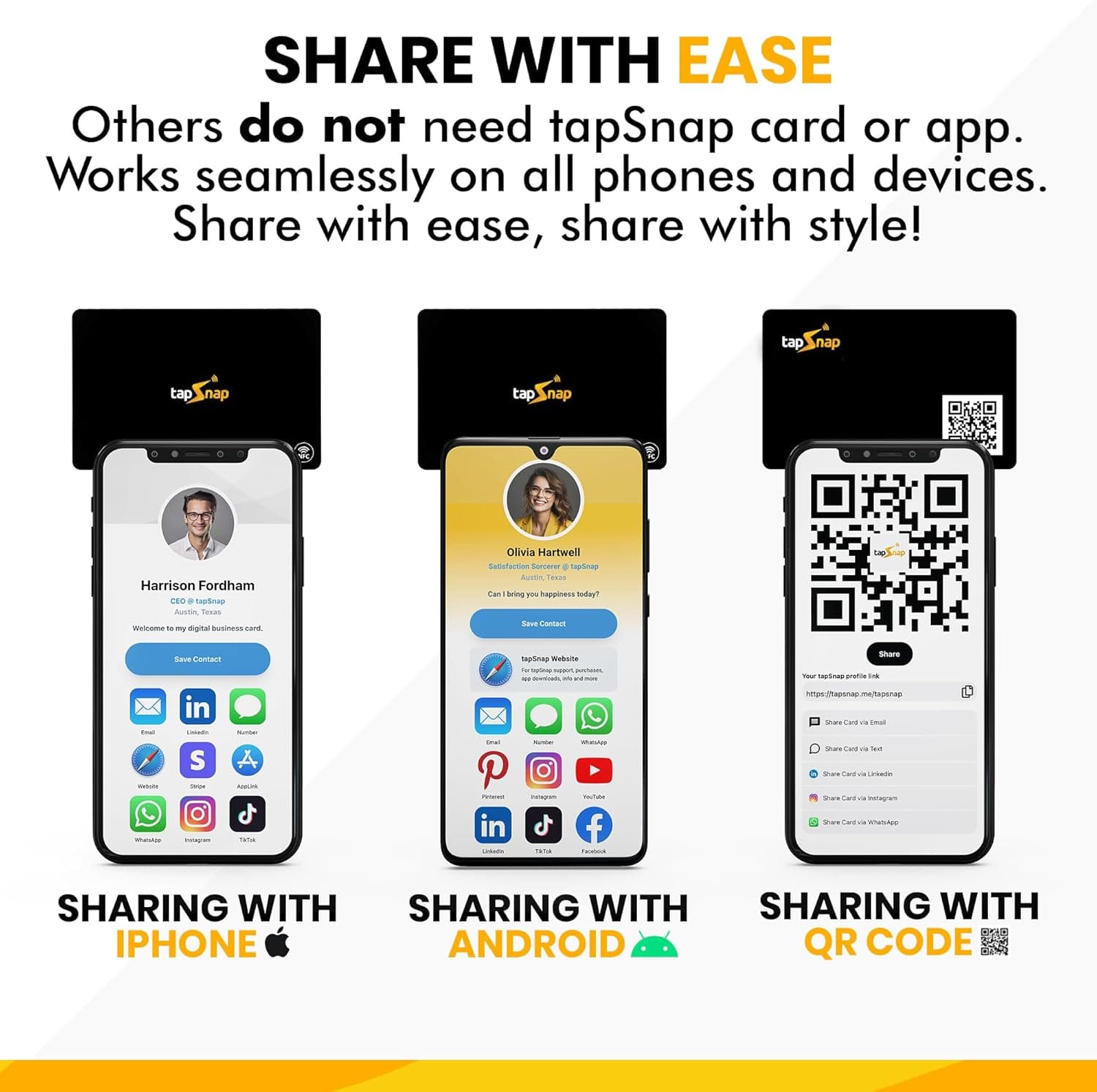 Share with iPhone, Android, or QR Code